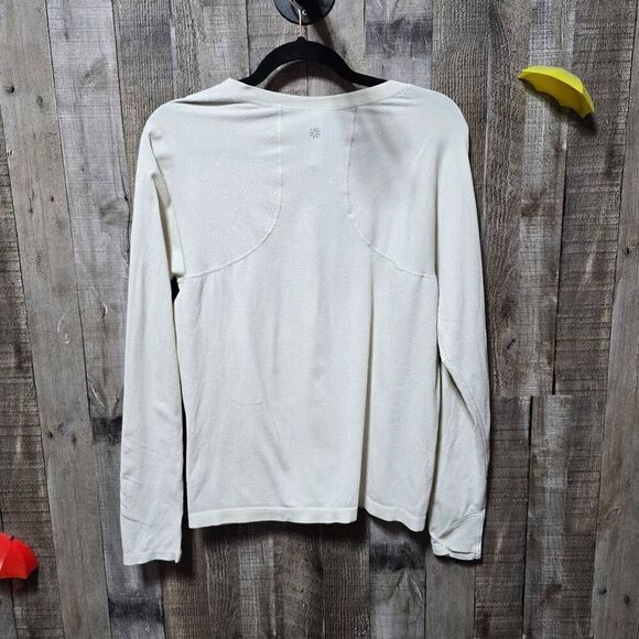 Athleta Momentum Cream Metallic Waffle Knit Top - Picture 3 of 7